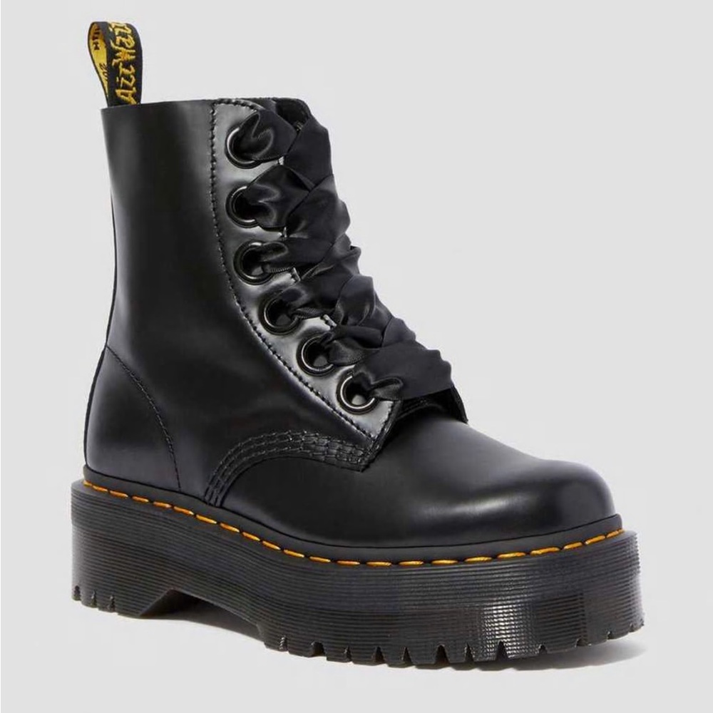 molly black leather platform dr. martens